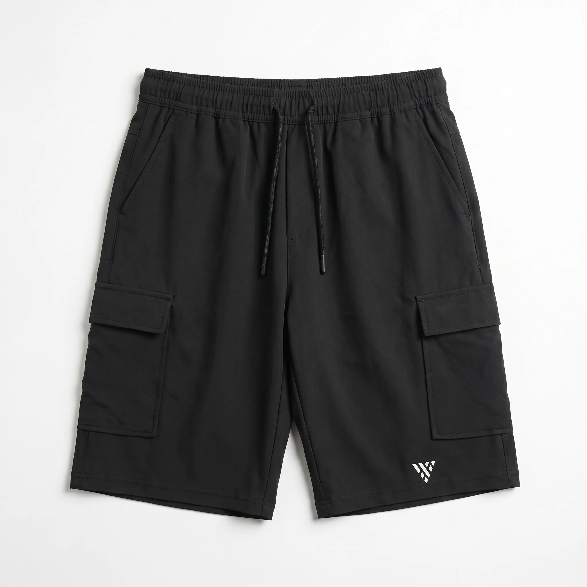 black training shorts cargo style elastic waist gym wear