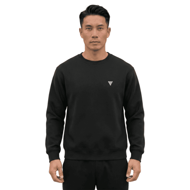 Mens black casual sweatshirt manufacturer in premium fleece fabric