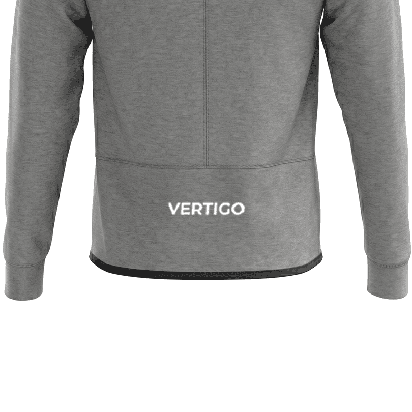 Mens performance zip hoodie in grey athletic fabric