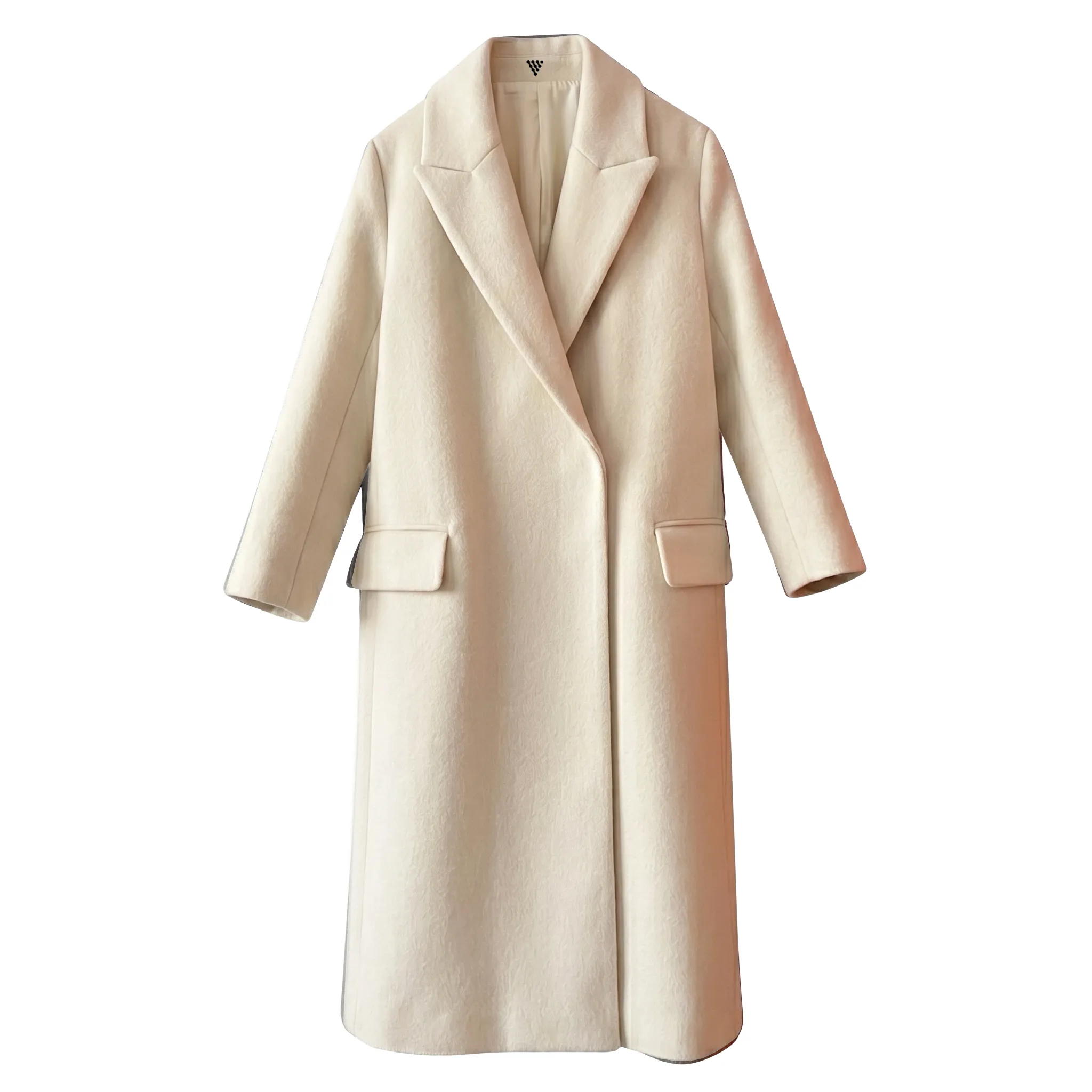 Premium women warm beige long coat for luxury outerwear collections