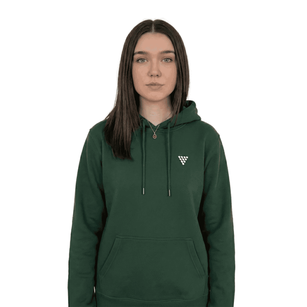 Womens pullover hoodie manufacturer in dark green fleece fabric