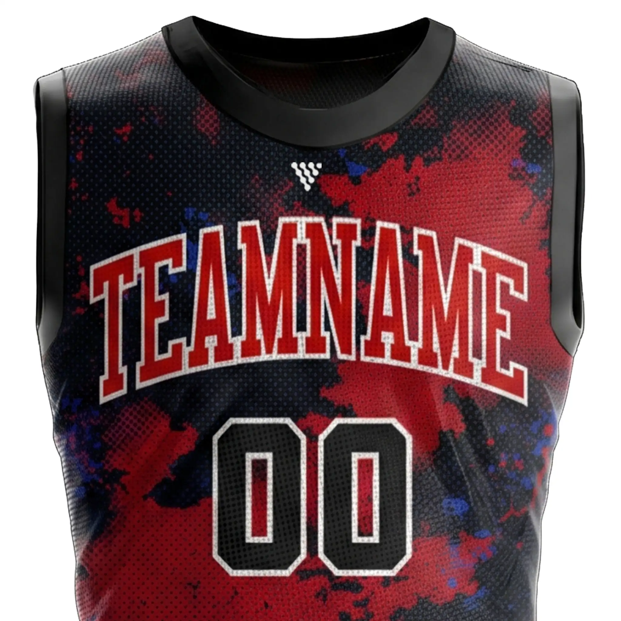 Close-up view of sublimated basketball jersey with breathable mesh fabric