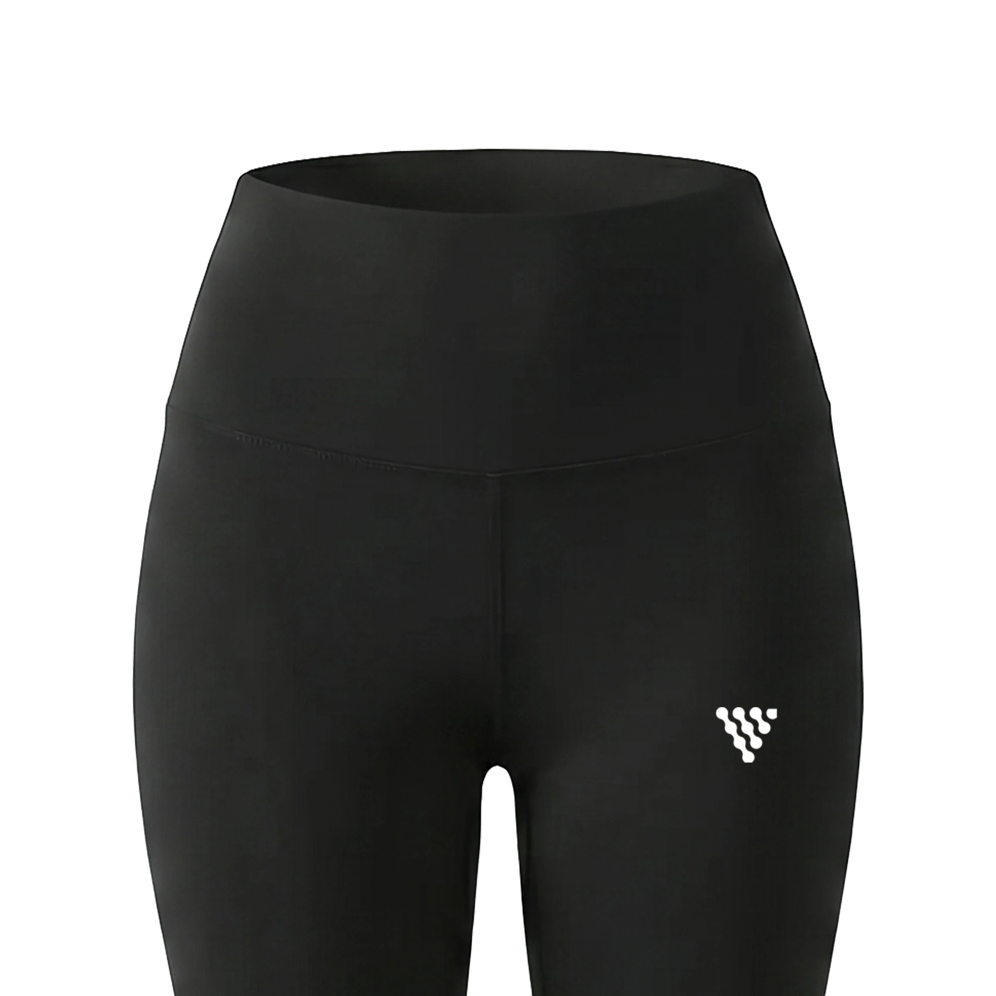 Close up front view of black women’s gym leggings