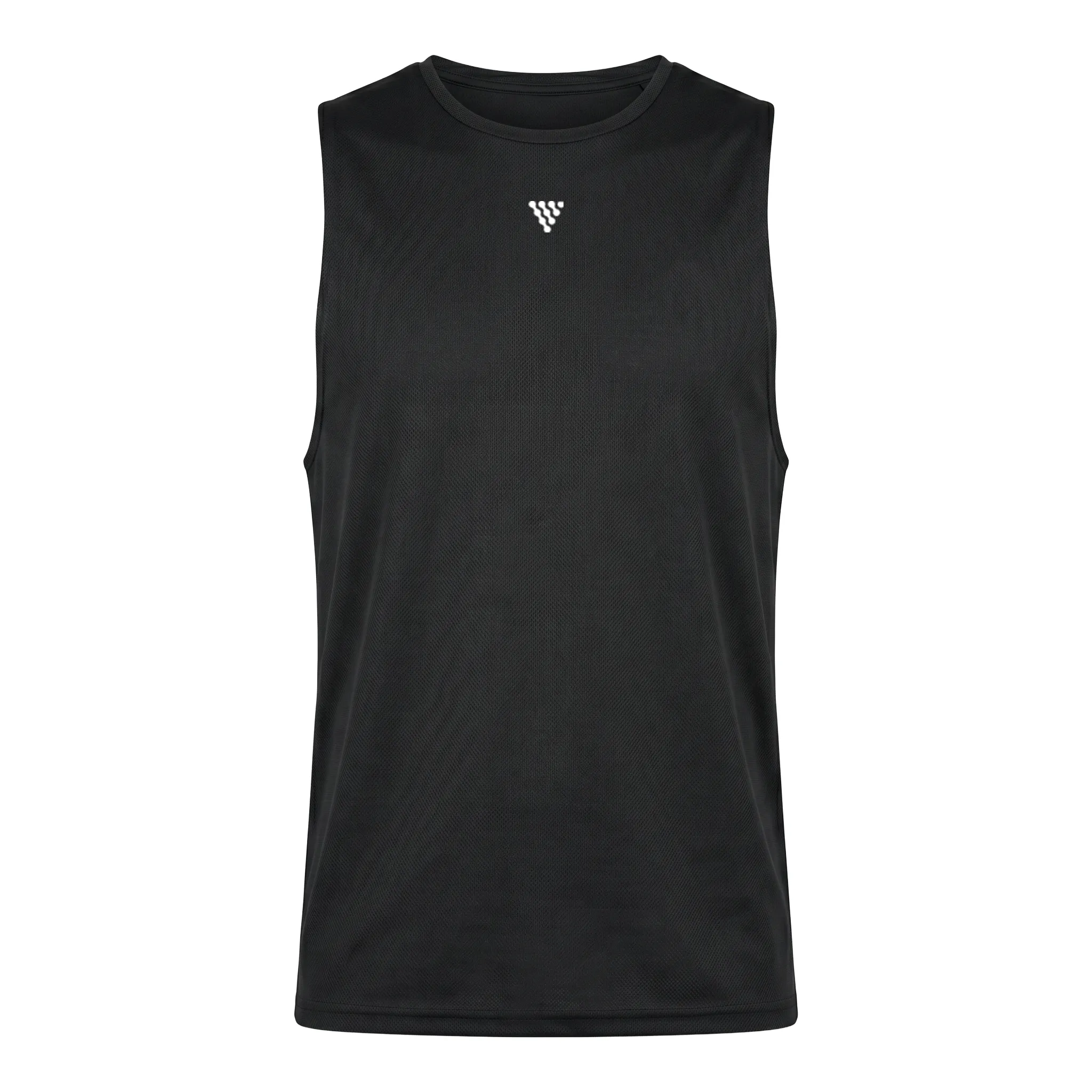 Black men’s gym tank top with breathable athletic fabric
