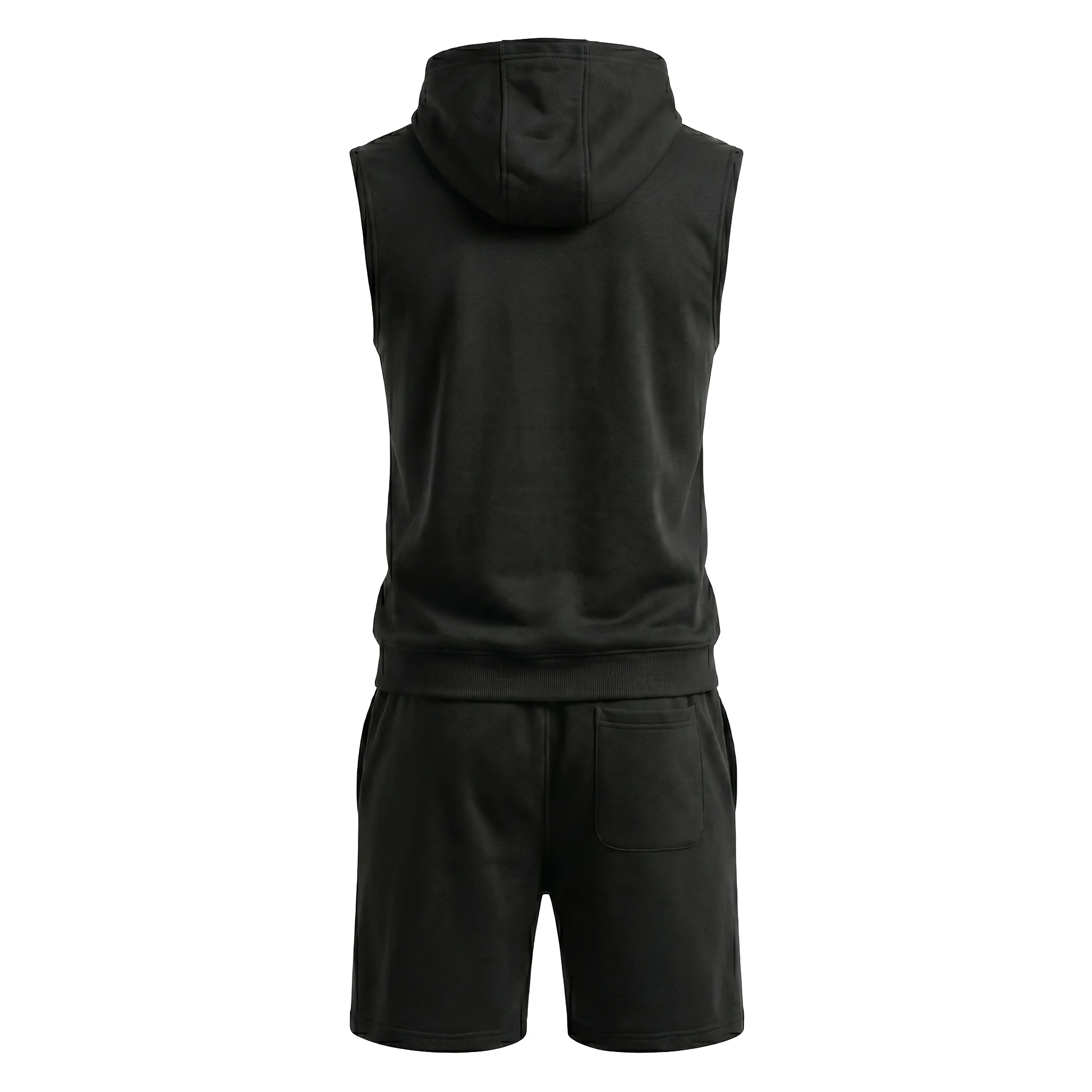Back view of black men’s gym training set