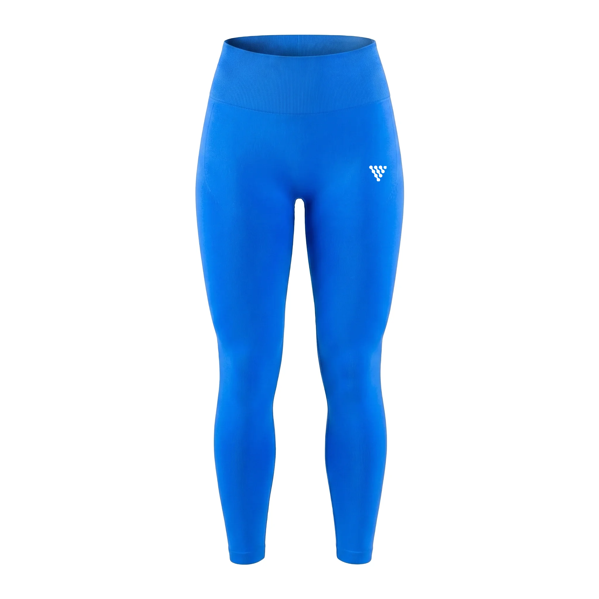 Front view of blue women’s training leggings