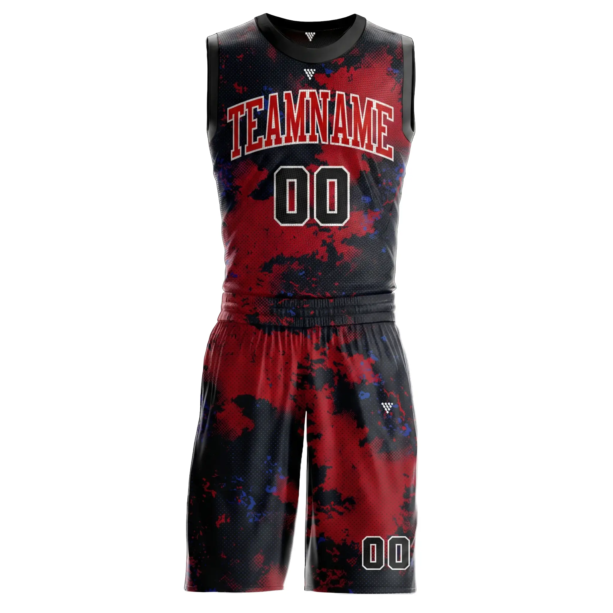 Custom Basketball Uniform with red and black sublimated design front view
