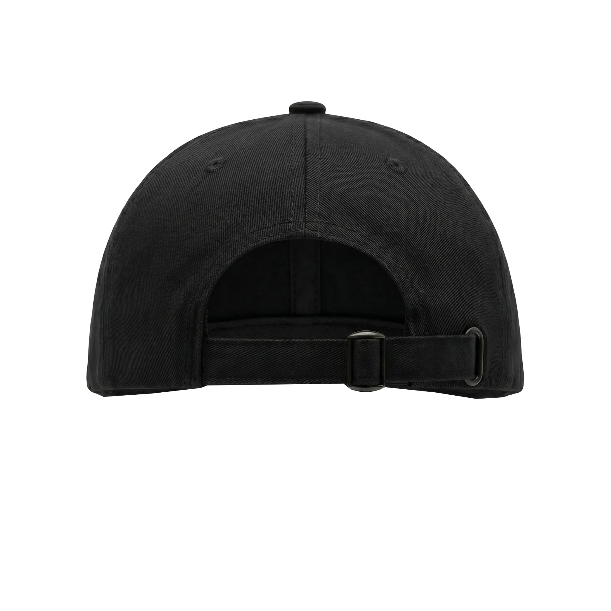 Adjustable custom black baseball cap with premium stitched construction