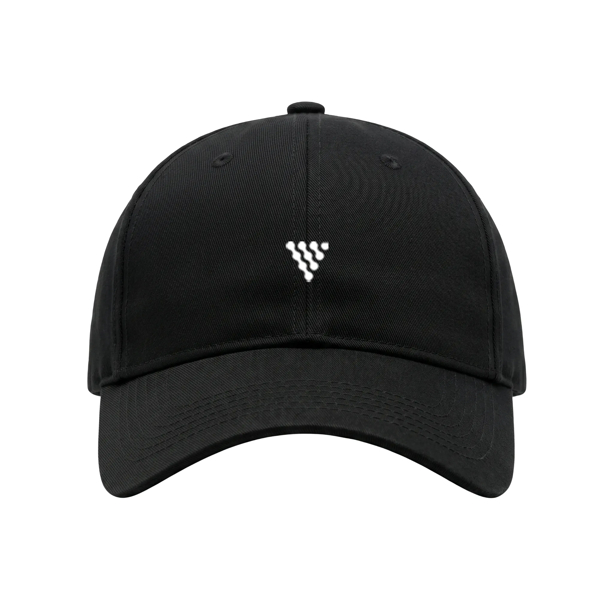 Custom black baseball cap with embroidered logo for private label manufacturing