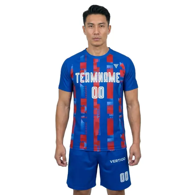 Male athlete wearing custom sublimated soccer uniform