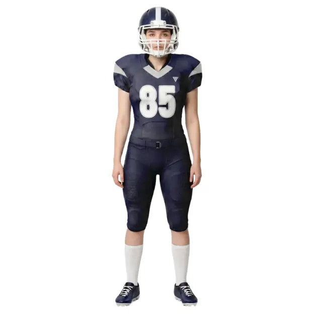 Female athlete wearing women american football uniform