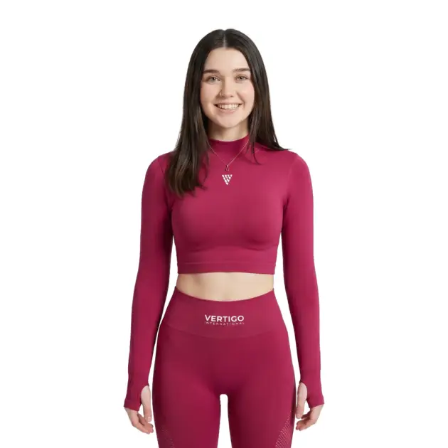 Female model wearing pink seamless fitness set