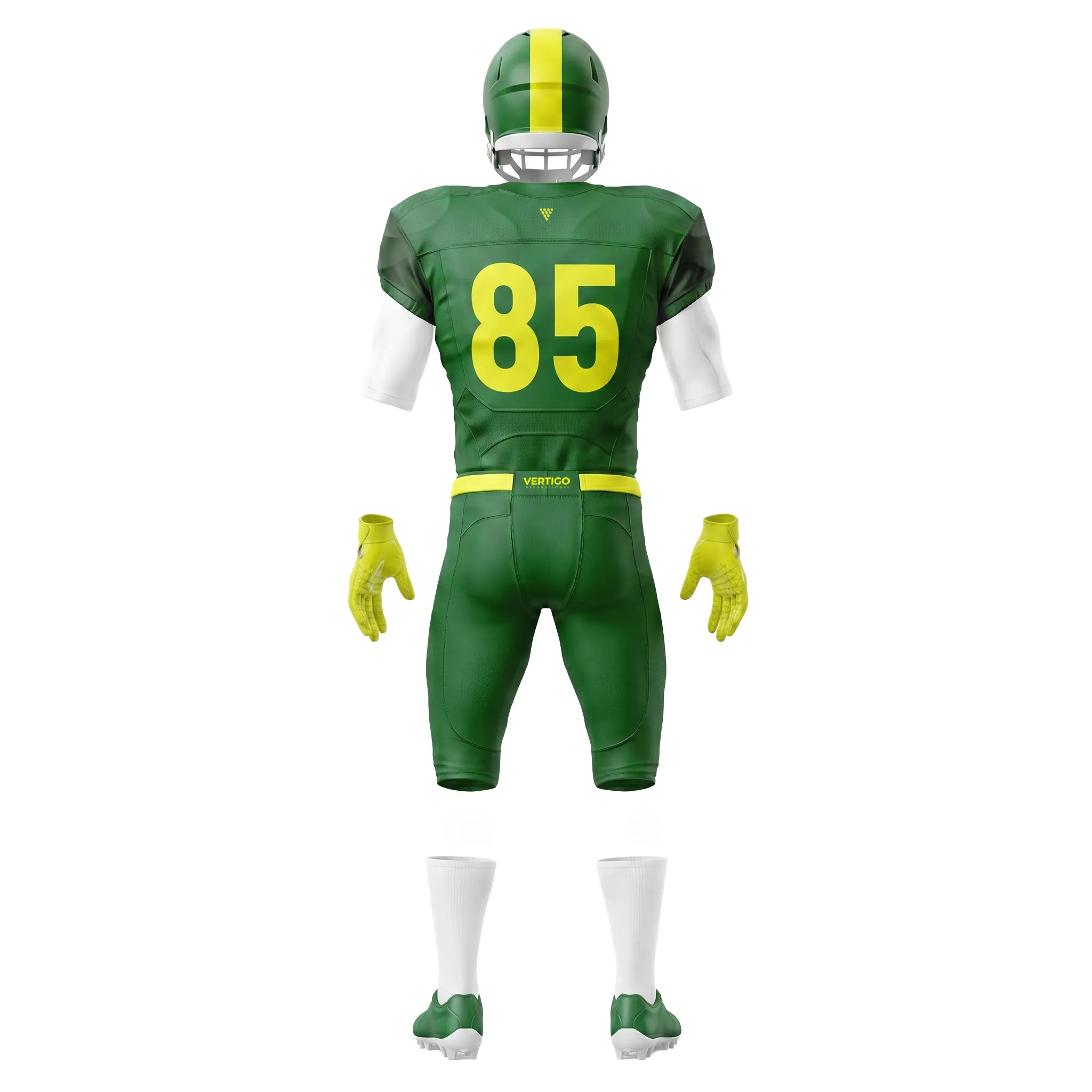 Back view of green american football uniform