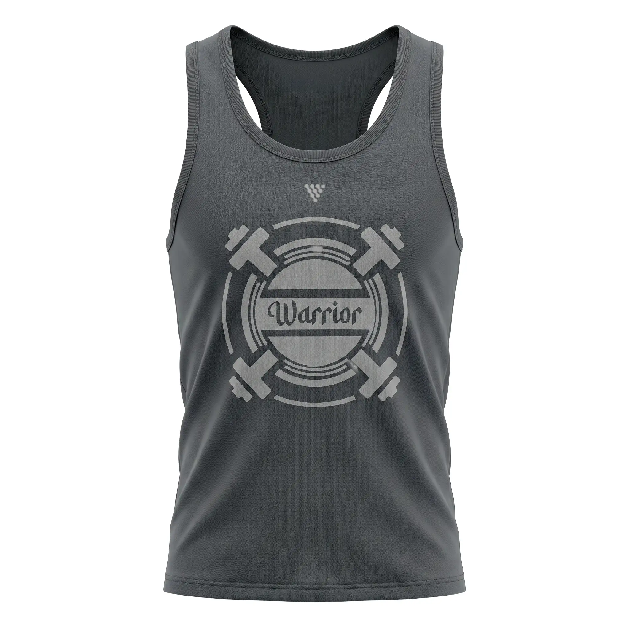 Grey warrior graphic gym tank top for men