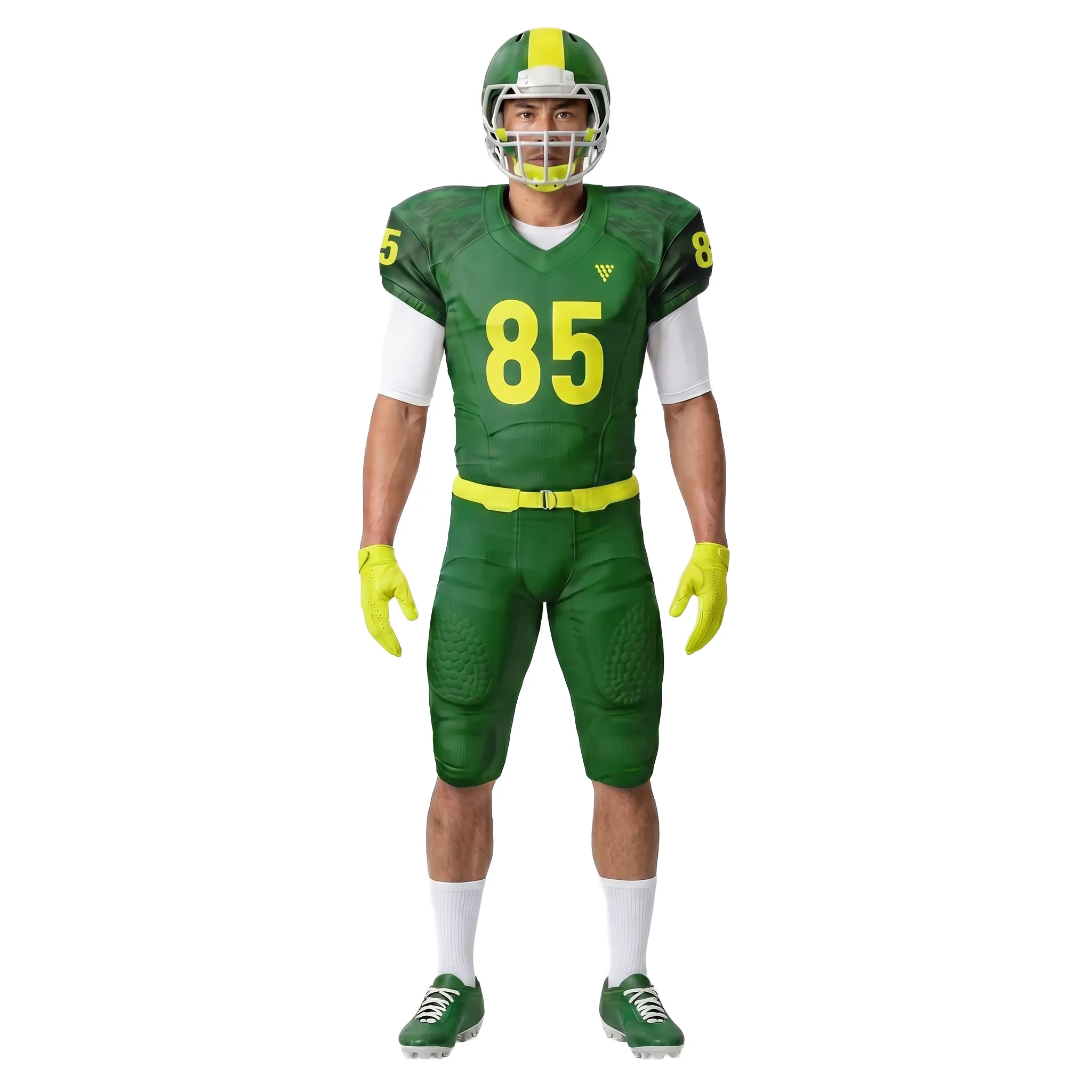Male athlete wearing green american football uniform