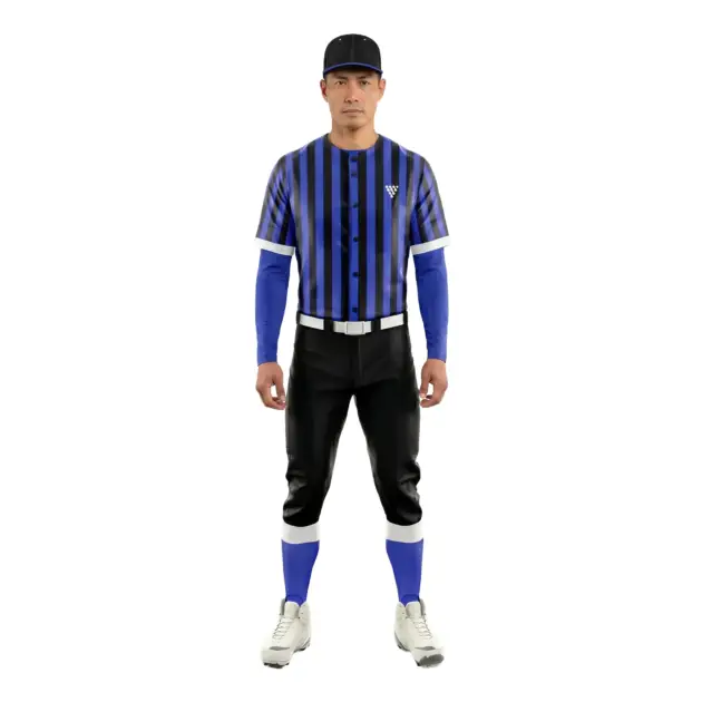 Male athlete wearing striped baseball uniform