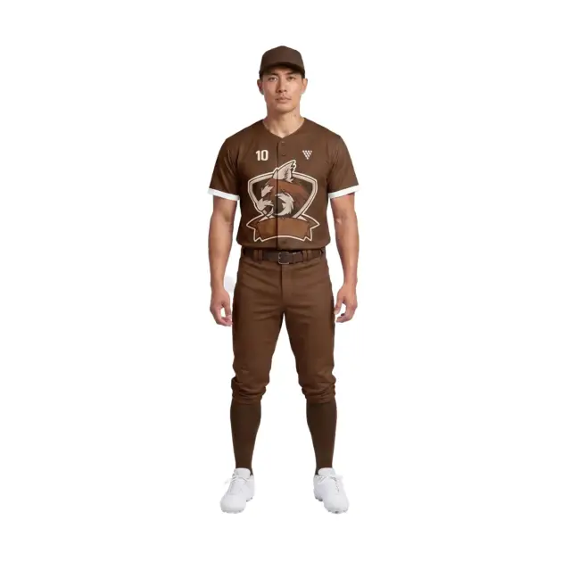 Male athlete wearing custom baseball uniform