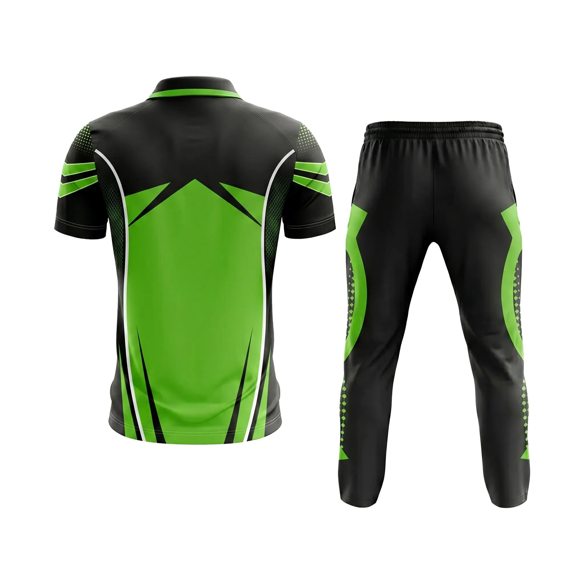 Back view of men cricket uniform with modern sports styling