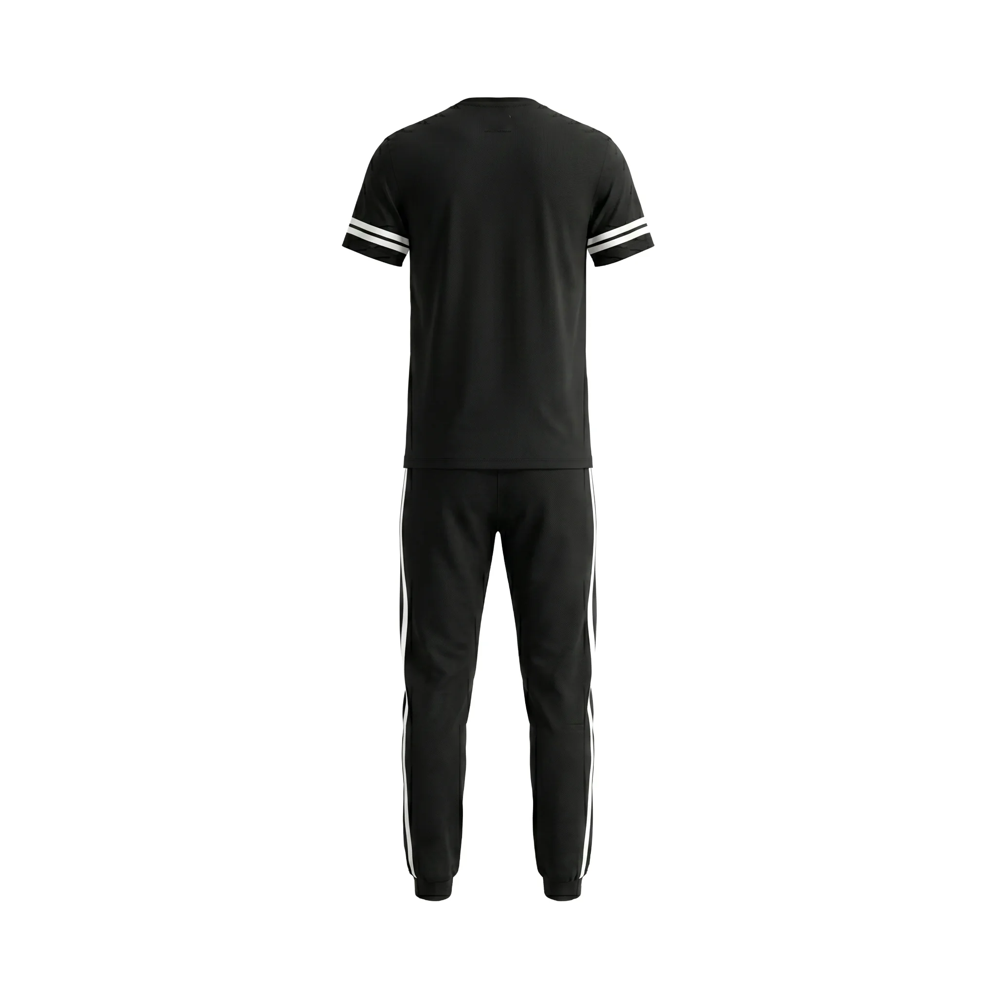 Back view of men’s black sports tracksuit