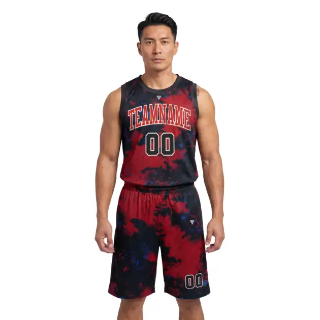 Male athlete wearing Custom Basketball Uniform for team sports performance