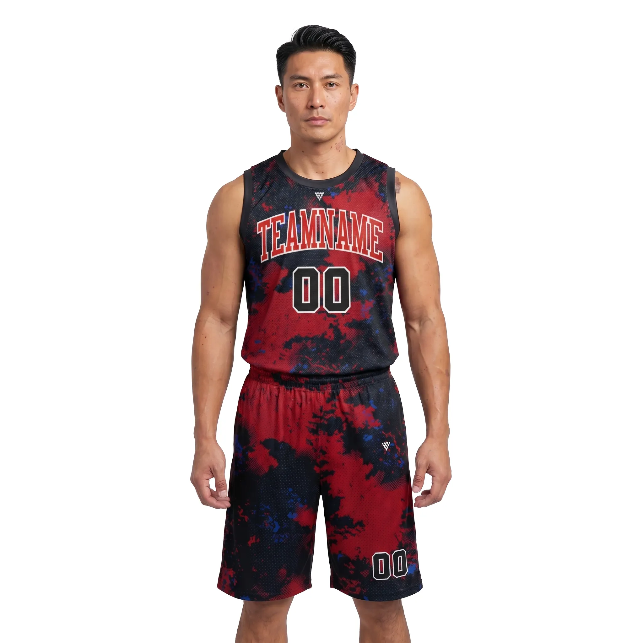 Male athlete wearing Custom Basketball Uniform for team sports performance