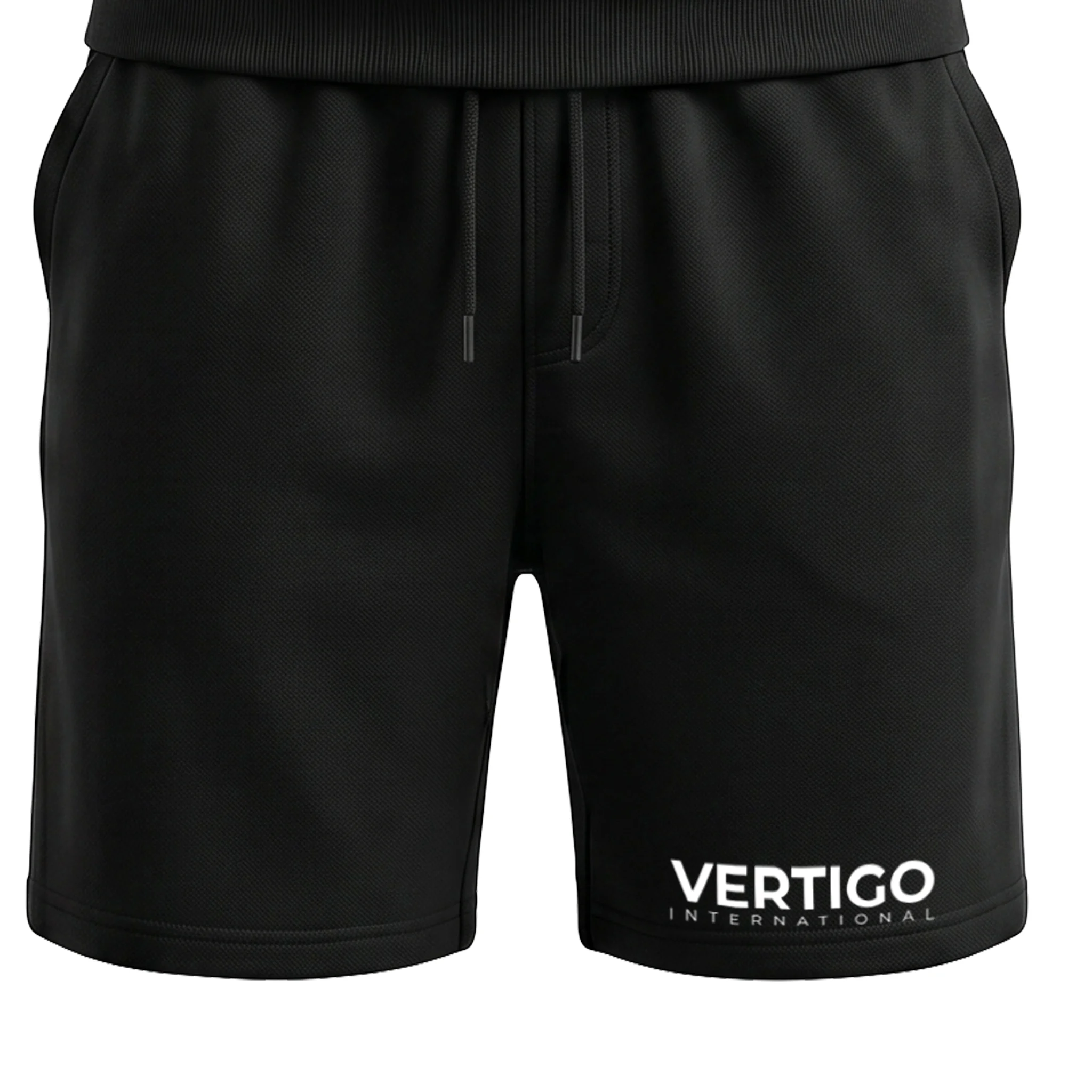 Close up view of black men’s training shorts