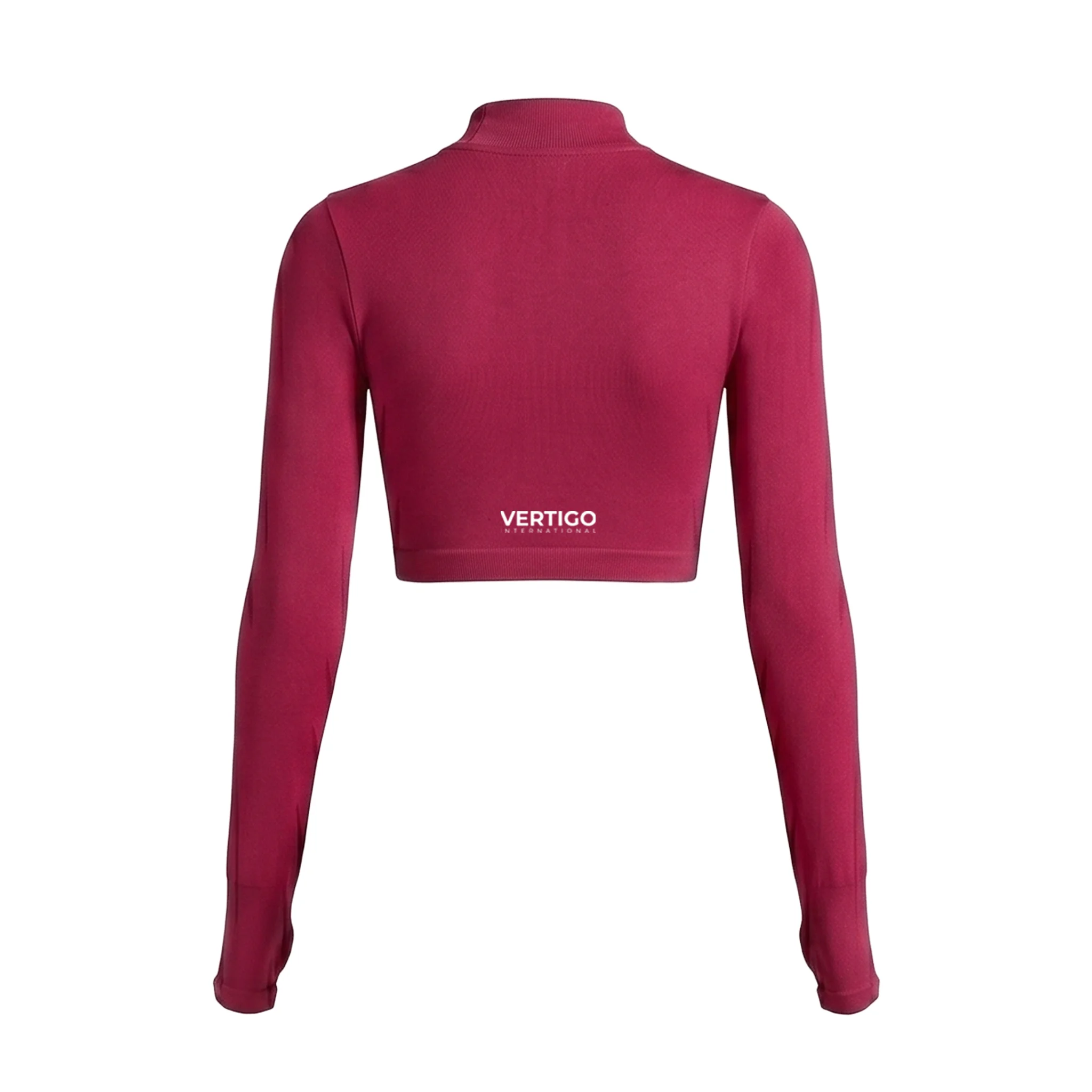 Women’s pink long sleeve crop top back view