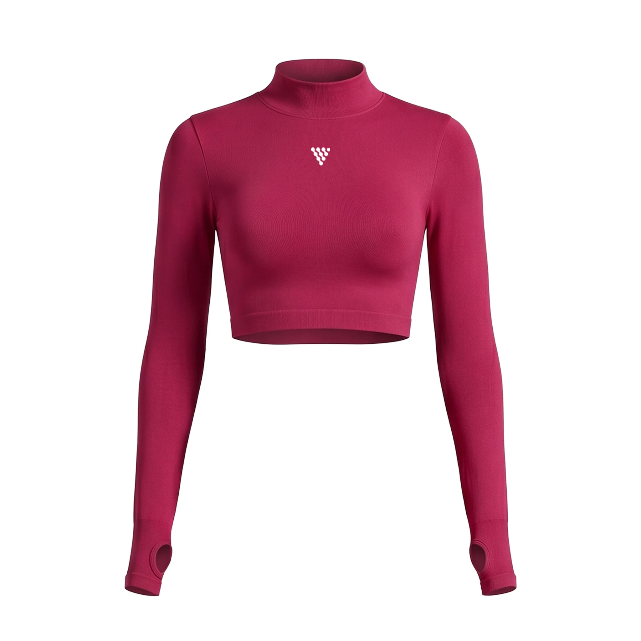 Women’s pink long sleeve seamless crop top front view