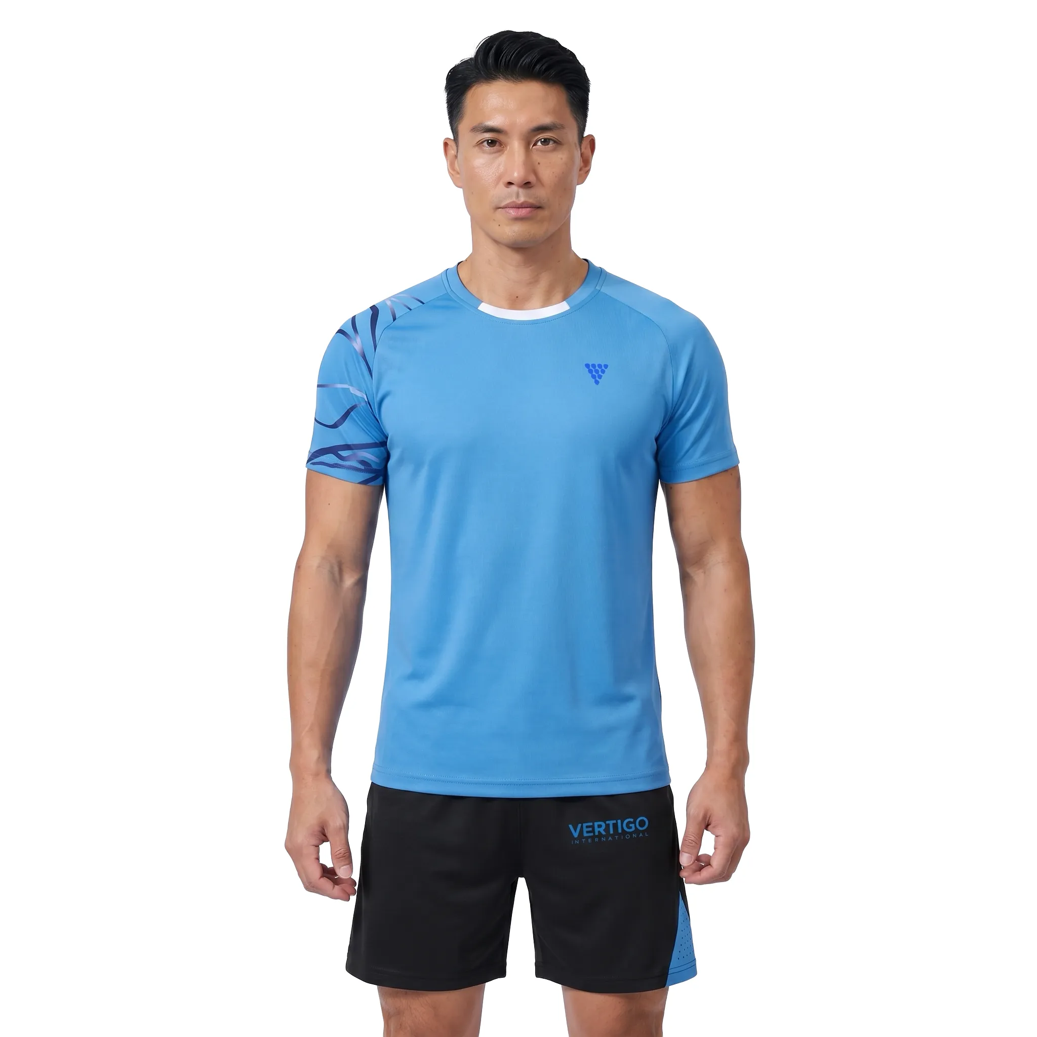 Male athlete wearing custom tennis uniform for training and tournament matches