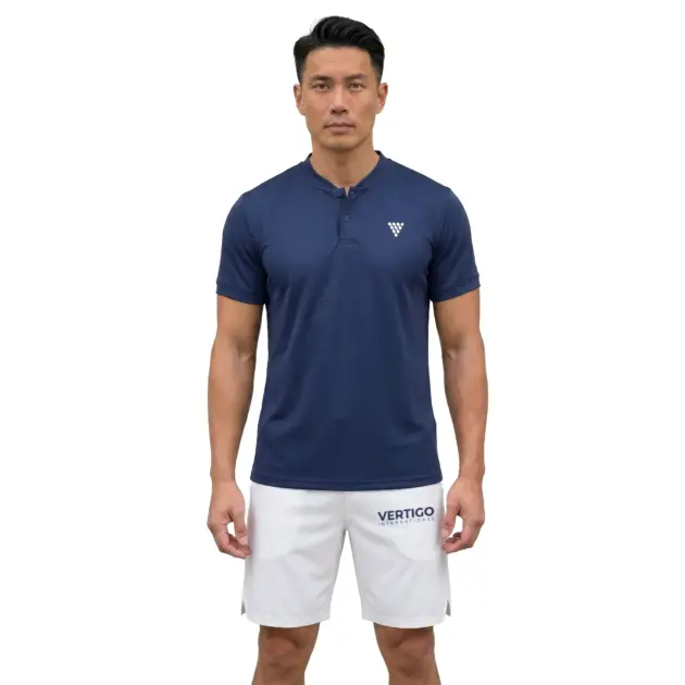Male athlete wearing professional men tennis uniform for training and matches