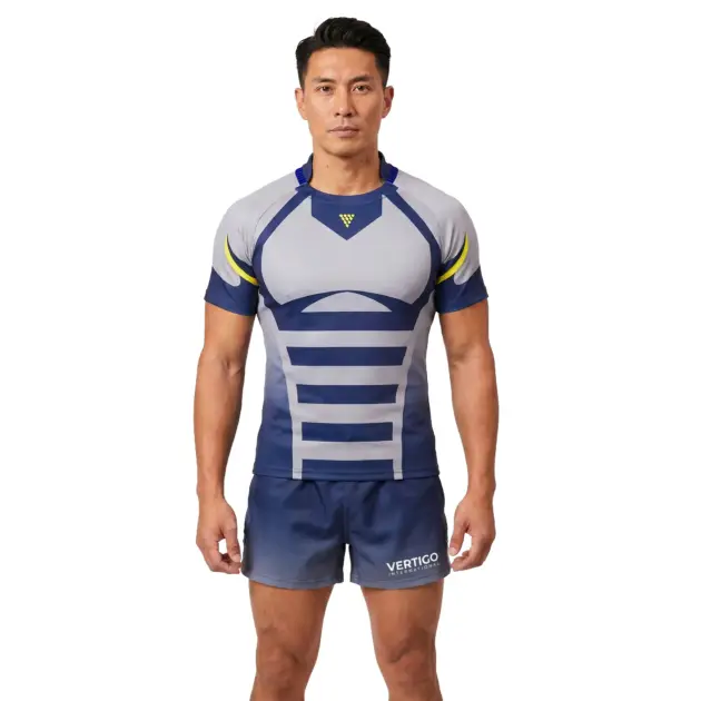 Male athlete wearing sublimated rugby uniform
