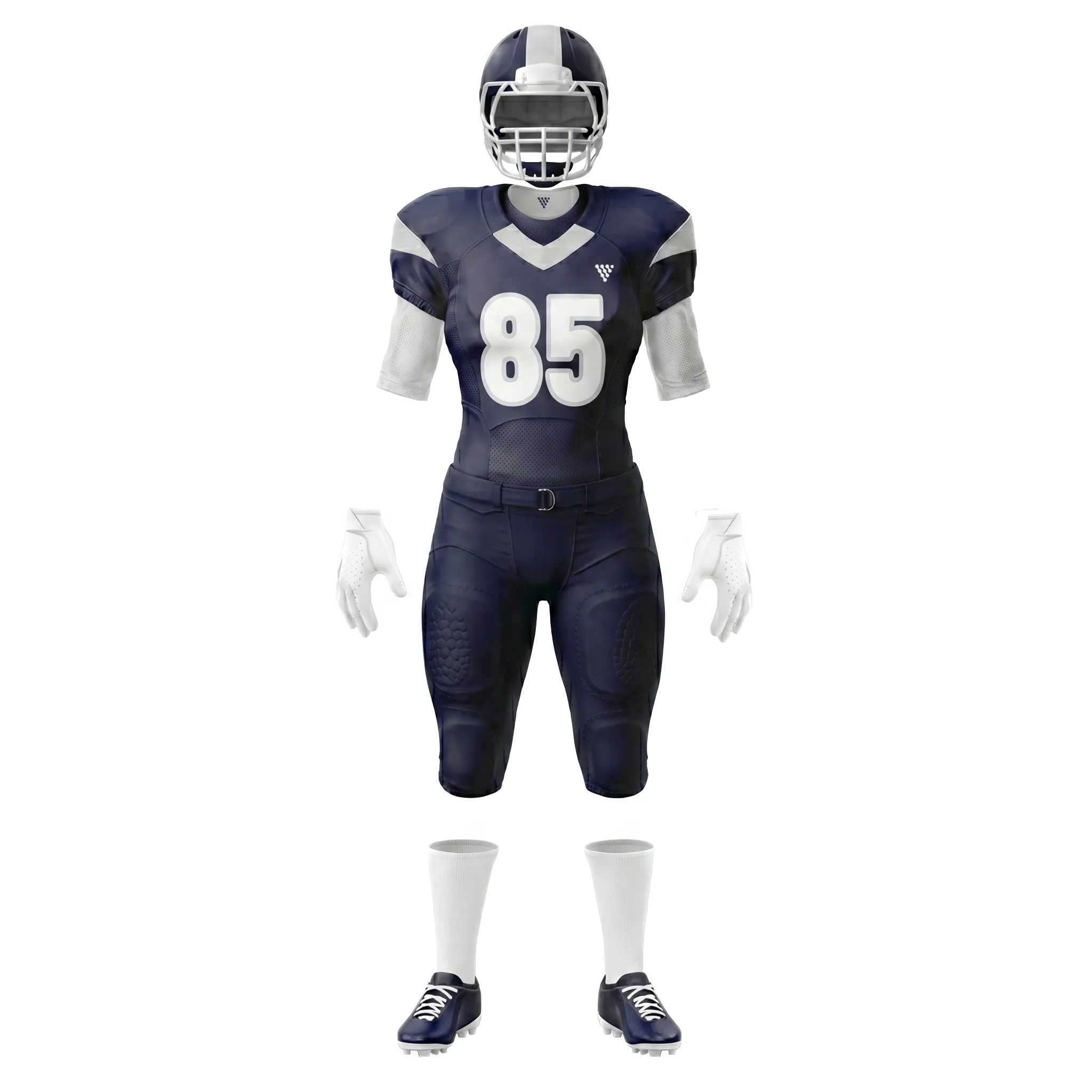Front view of women american football uniform with white numbering