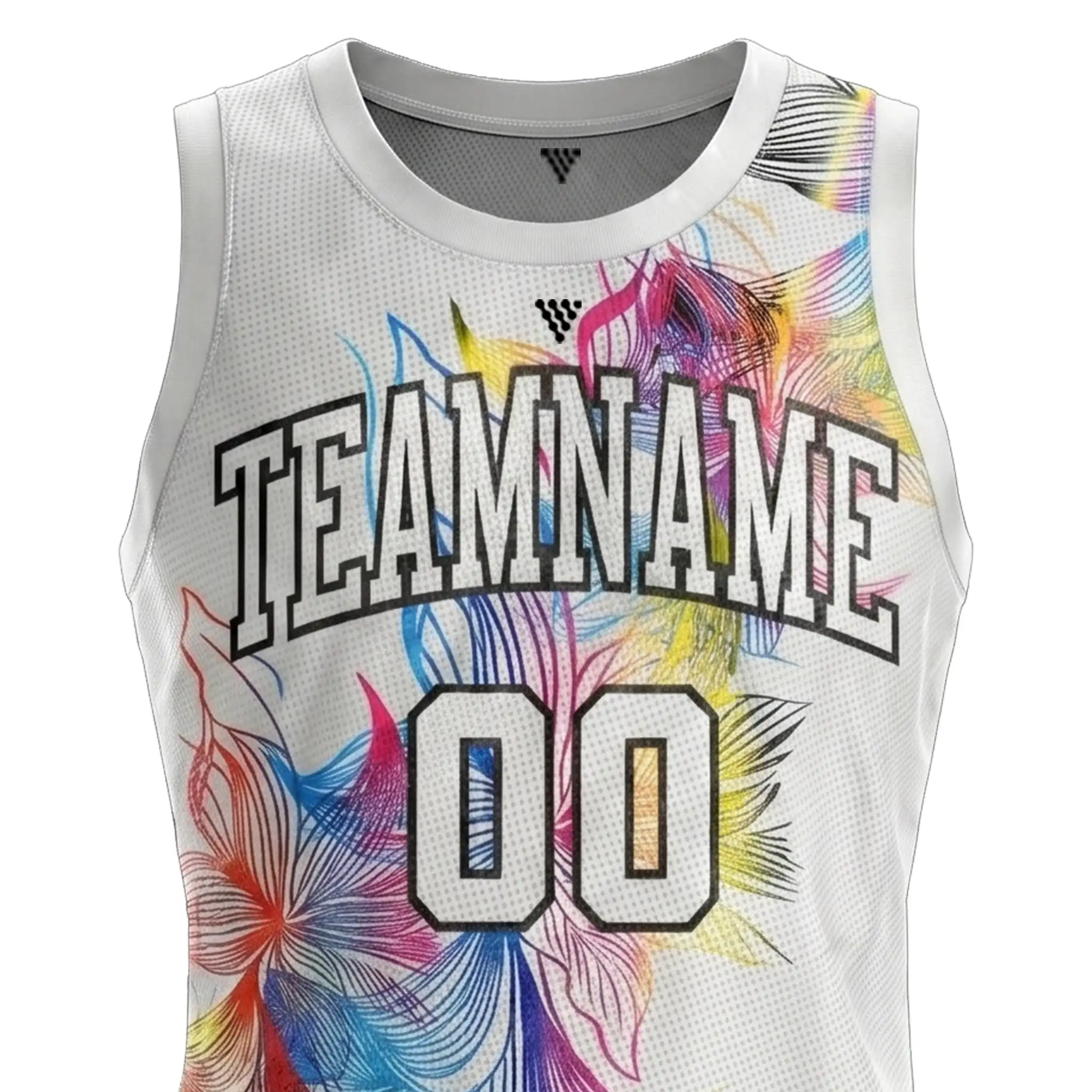 Close up of women basketball jersey with breathable mesh fabric