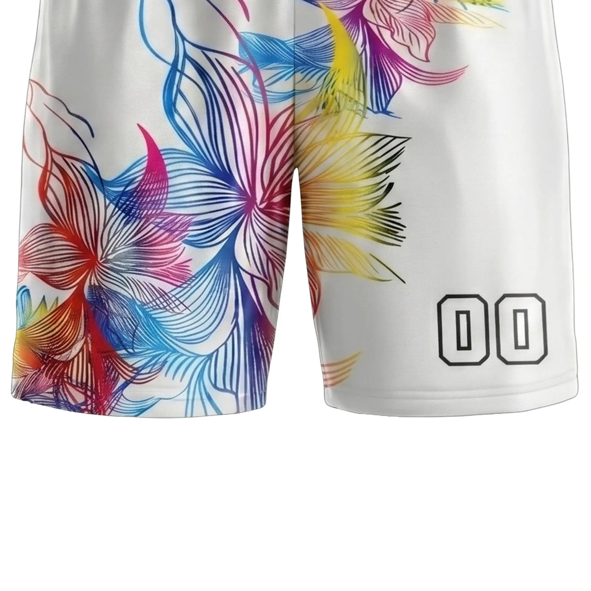 Women basketball shorts with vibrant sublimated floral graphics