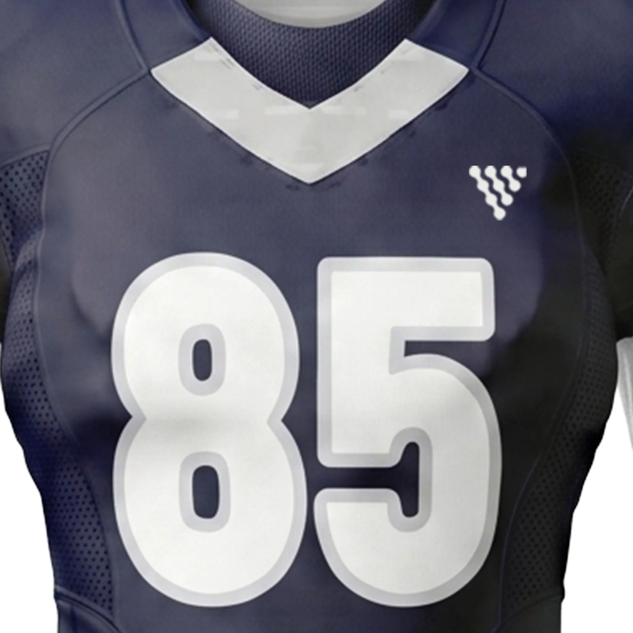 Close up front chest detail of women football jersey