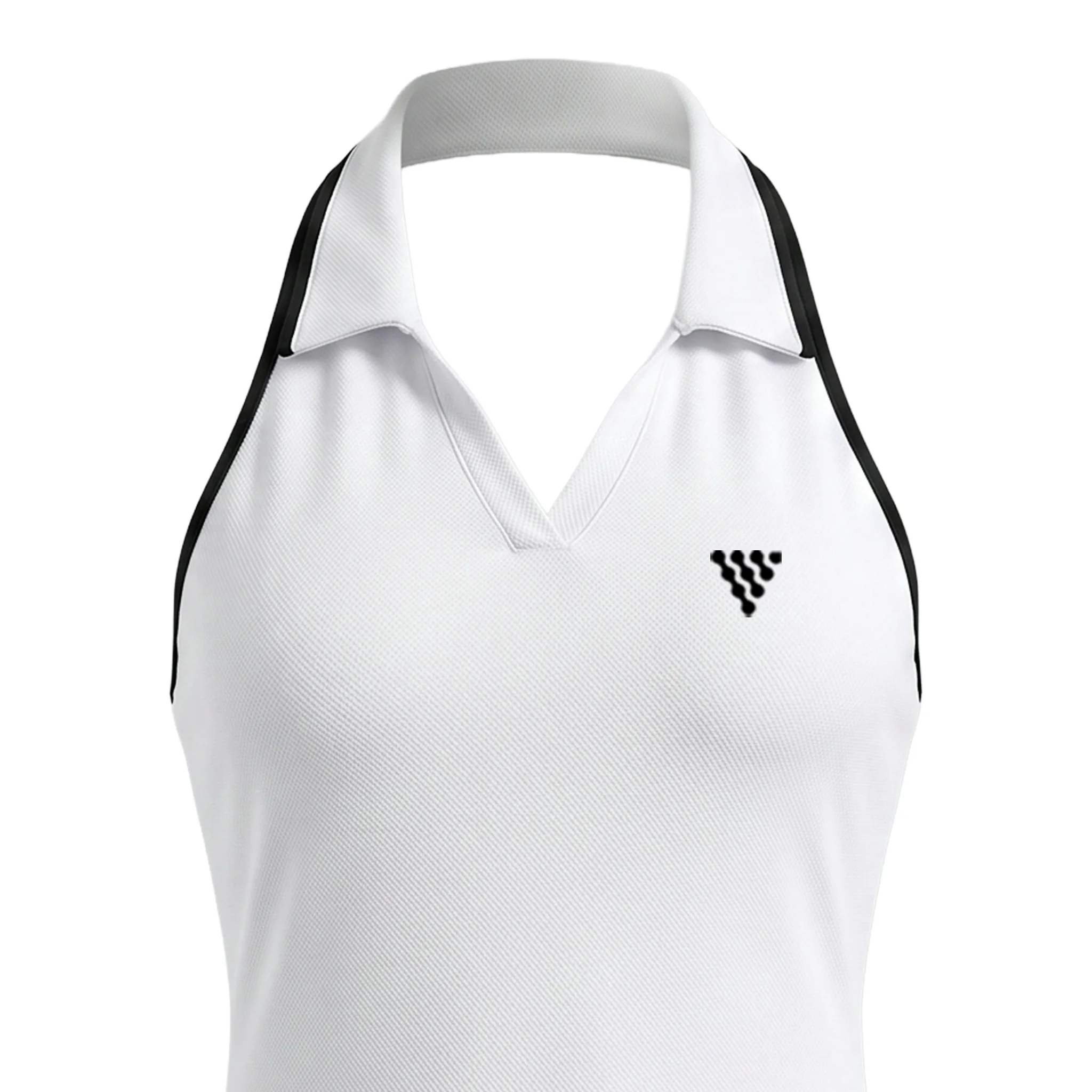 Close-up of women tennis dress collar and breathable performance fabric