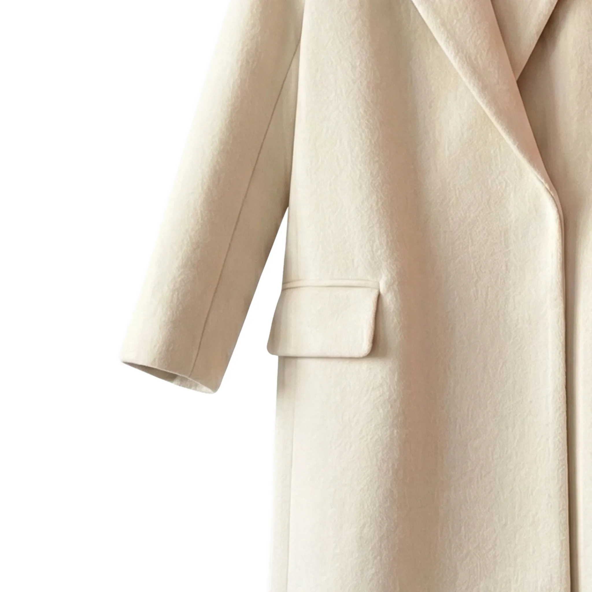 women warm beige long coat in wool