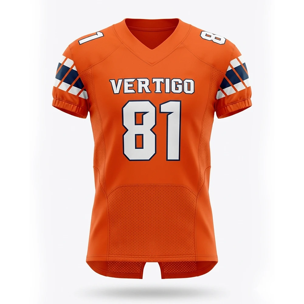 Front view of premium custom American football jersey