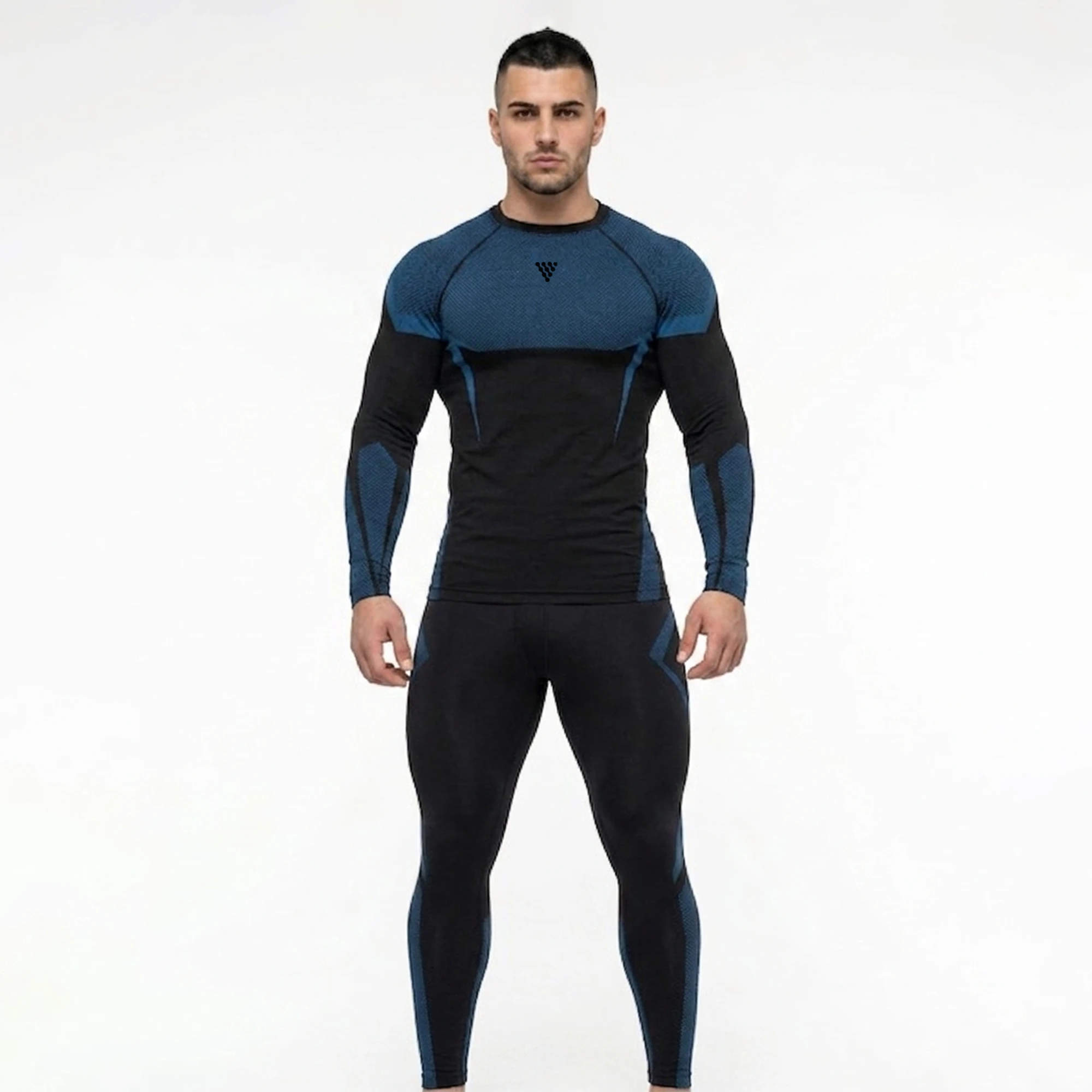 Men wearing premium compression shirt for fitness training, sports activities, and gym workouts