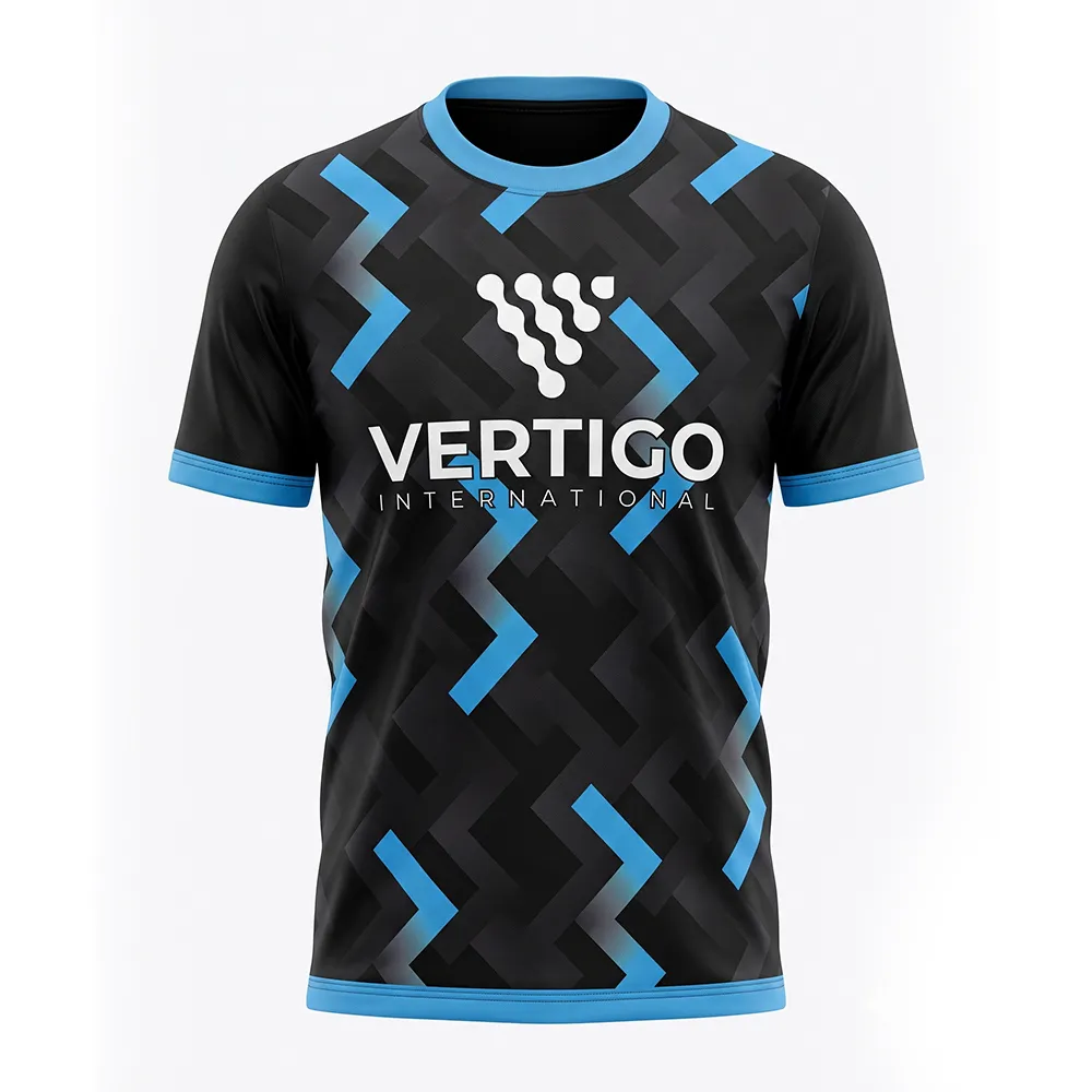 Custom Soccer Jersey in black and blue front