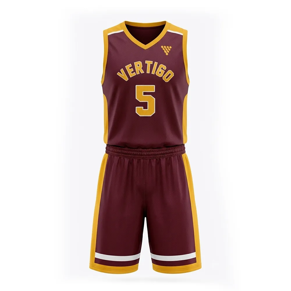 Custom Maroon Gold Basketball Jersey with breathable mesh fabric and athletic fit
