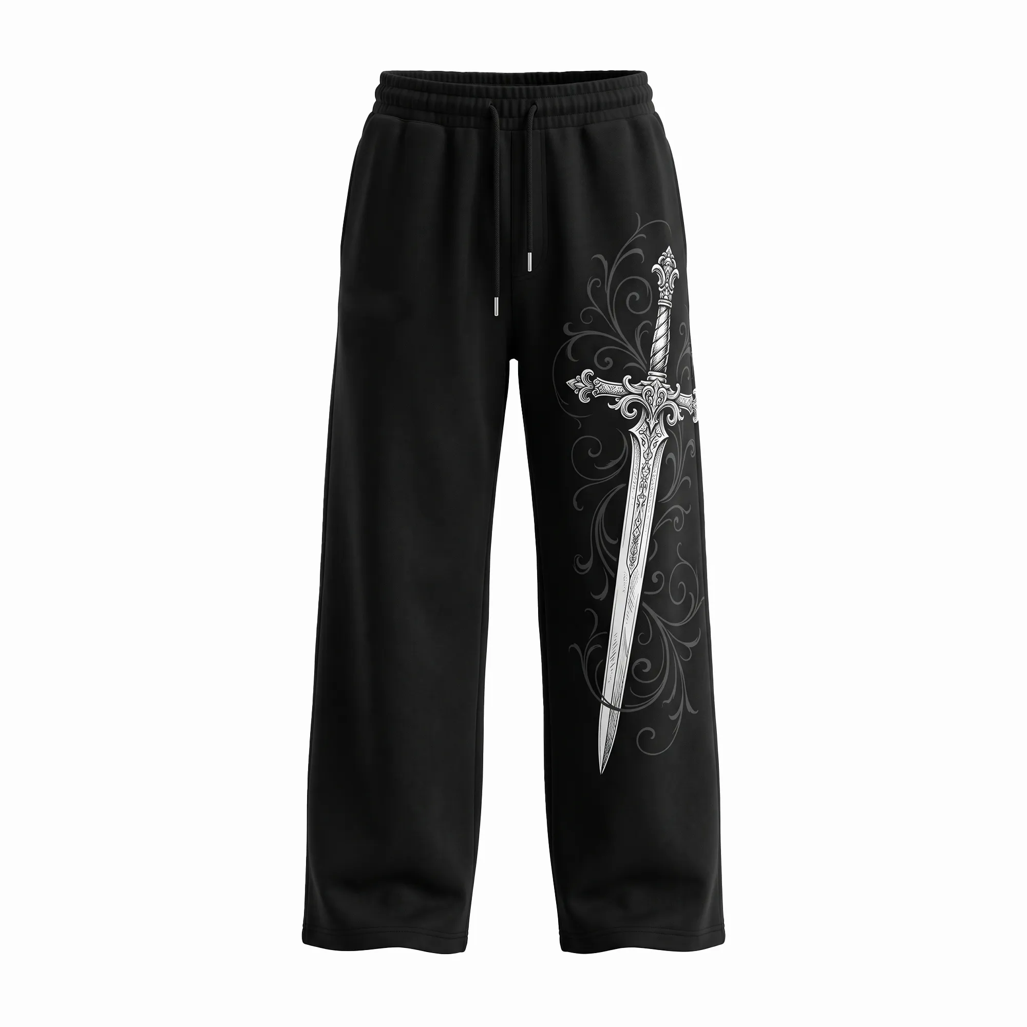 Custom Black Graphic Casual Track Trousers with premium graphic print