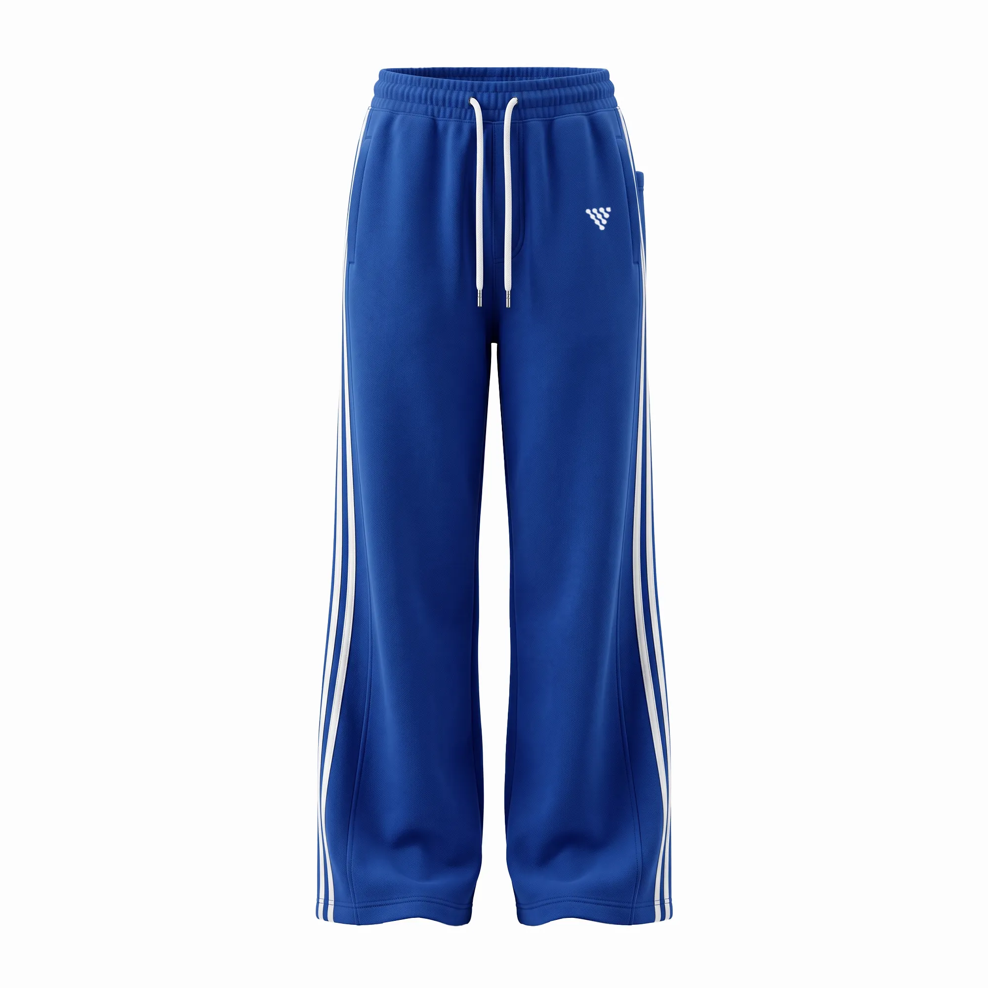 Custom Royal Blue Casual Track Trousers with side stripe design for private label apparel
