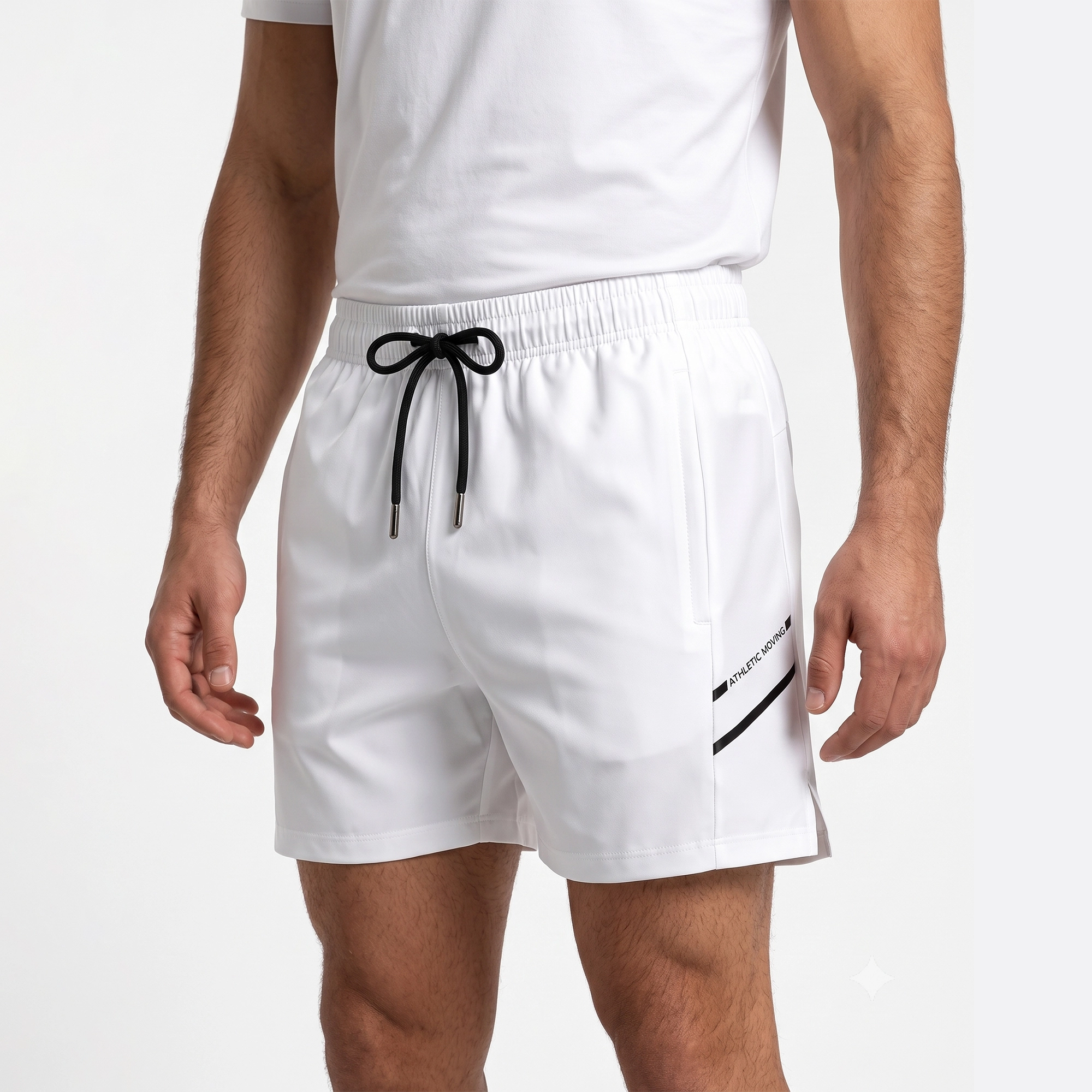 Custom White Gym Wear Shorts with Adjustable Drawstring